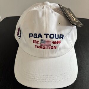 Vintage PGA Tour‎ 2000 Collection Hat Cap Mens Adjustable NWT NEW White USA Flag